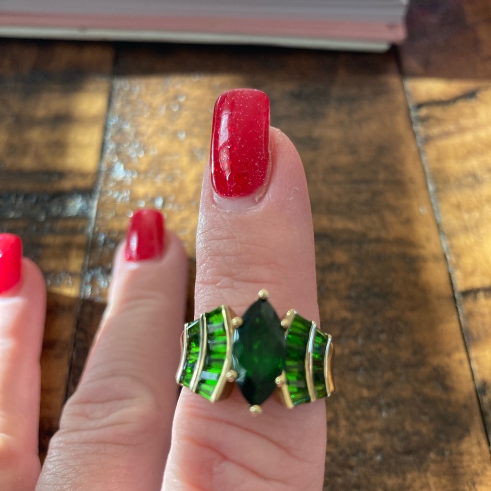 10kt Solid Gold Chrome Diopside Ring - image 4